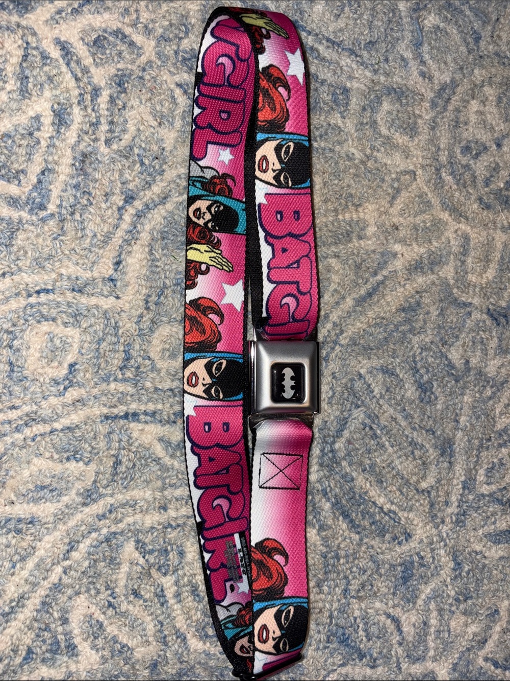 Buckle-Down Batgirl Kids Belt in Pink and Black